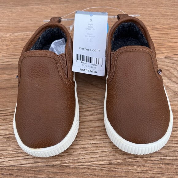 Carter’sToddlerRickyCasualSneakersLittleBoysSlip-onBrownNew